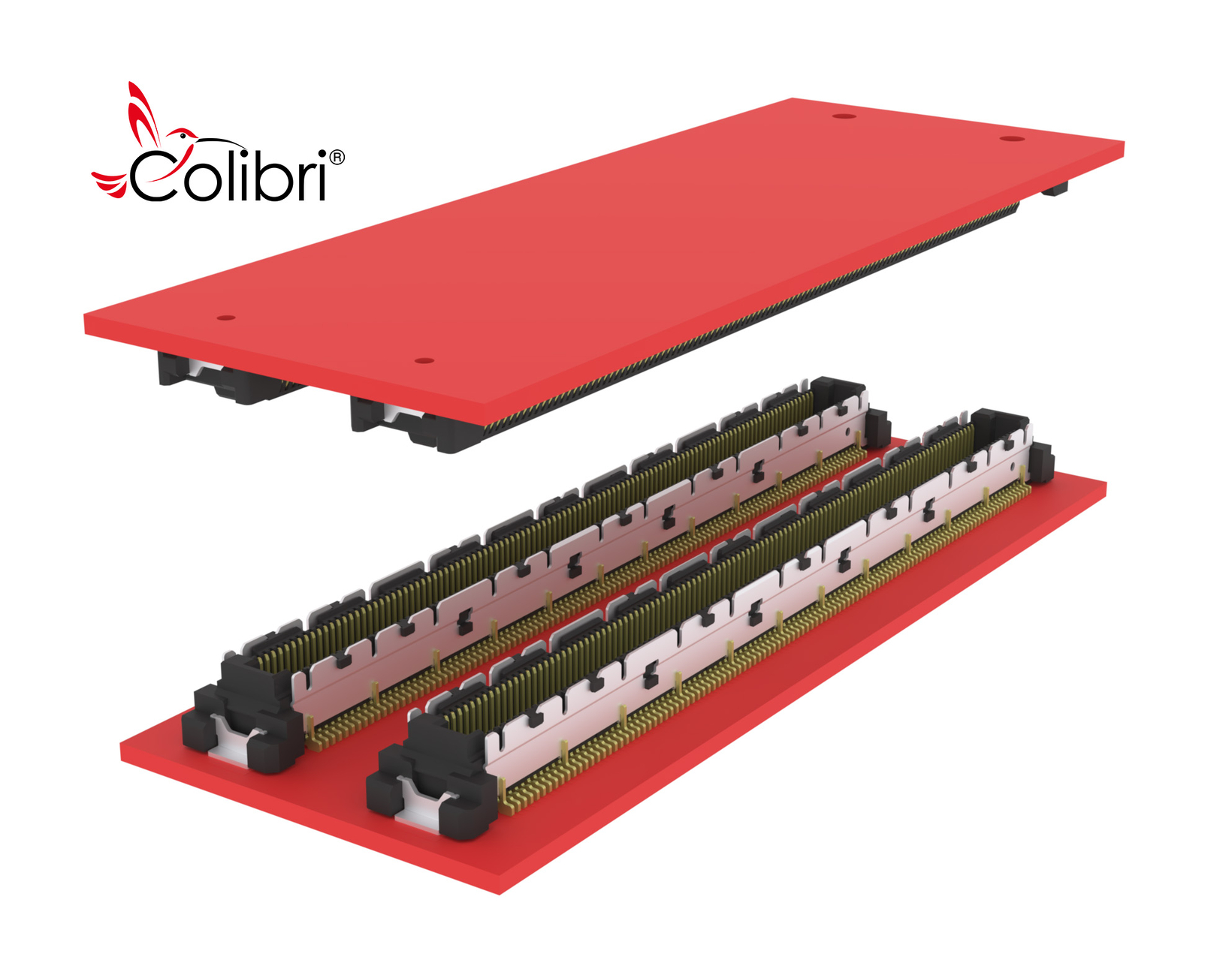 Rotes PCBA-Design mit RAM-Modulen.